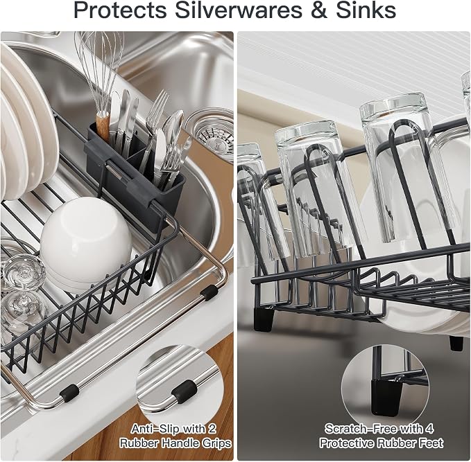 Grey Dish Drying Rack Over The Sink - Image 5