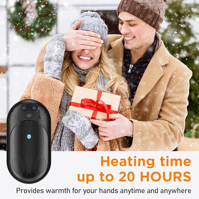 AI Hand Warmers Rechargeable 2 Pack, 6000mAh Electric Pocket Heater with 20H Heating, 3 Levels, Snap-On 2-in-1 Design, Winter Gift for Men & Women, Hiking, Hunting, Outdoor
