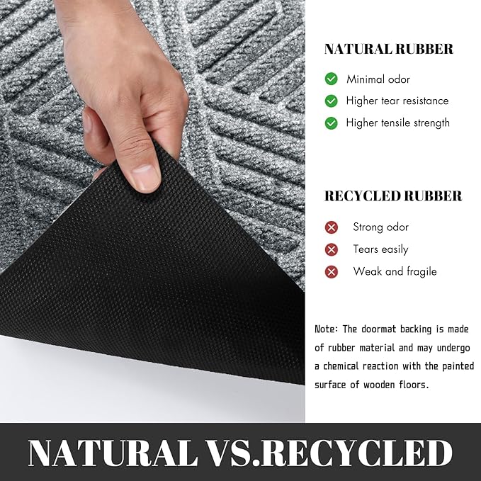 Yimobra Extra Large Door Mat 60x36, All-Season Waterproof Outdoor Mats for Front Door Entrance with Drainage Holes, Heavy Duty Non-Slip Doormat for Garage Patio Entryway Indoor, Black Gray