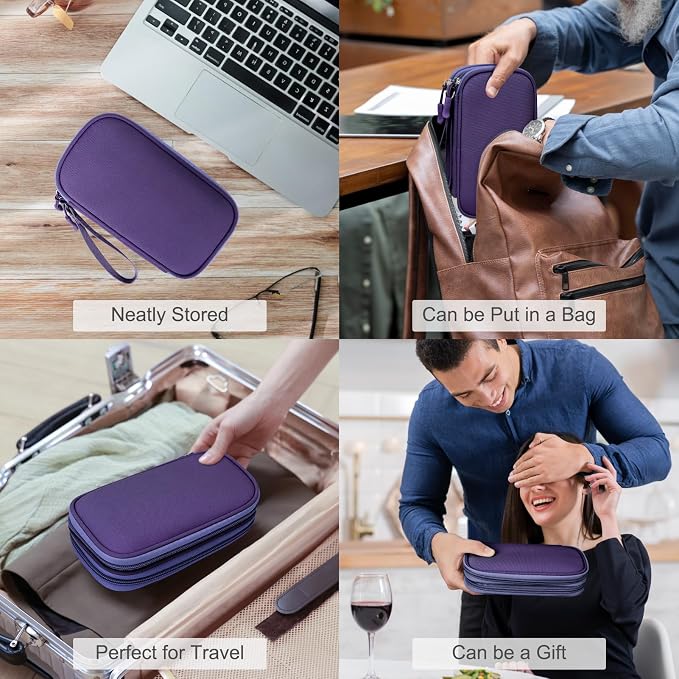 FYY Electronic Organizer, Travel Tech Pouch Bag, Cable Organizer Purple | Wrist - Image 7
