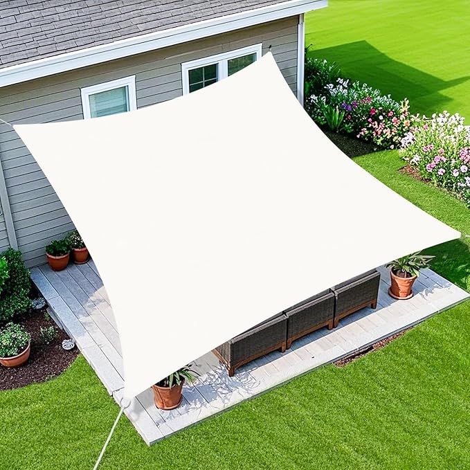 Amagenix Sun Shade Sail 10'X25' Curved Edge Outdoor Shade Canopy White Breathable 95% UV Block Shade Cloth for Patio Garden Backyard (We Make Custom Size)