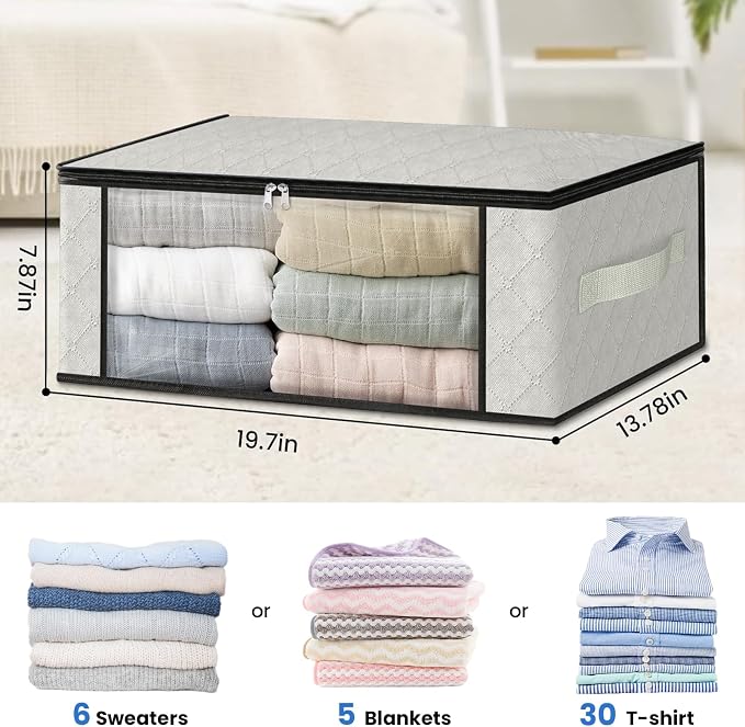 HomeHacks 6-Pack Clothes Organizer Storage Bags, 35L Storage Bins, Reinforced - Image 2