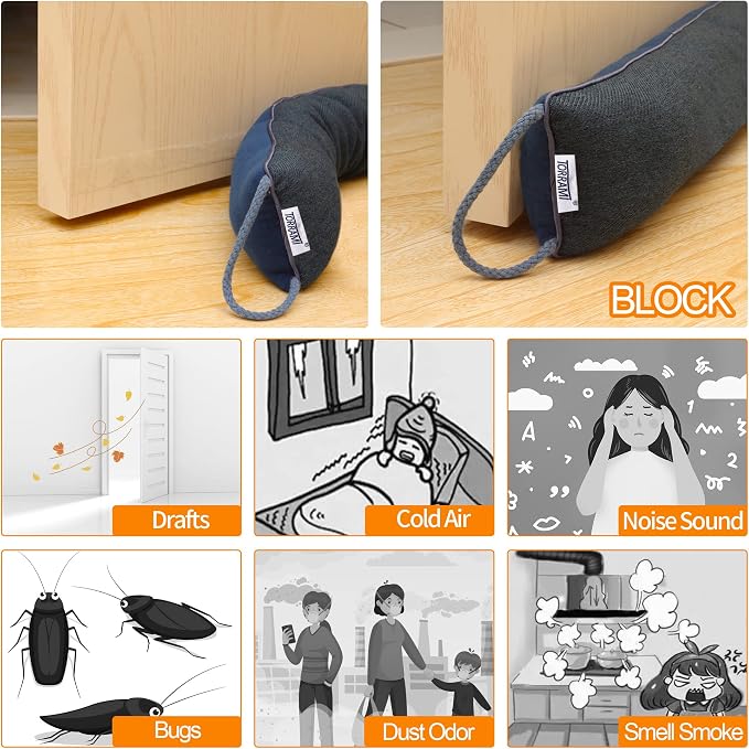 TORRAMI 32" Door Draft Stopper Under Bottom Insulation Noise Air Stopper 2.0LB - Image 6