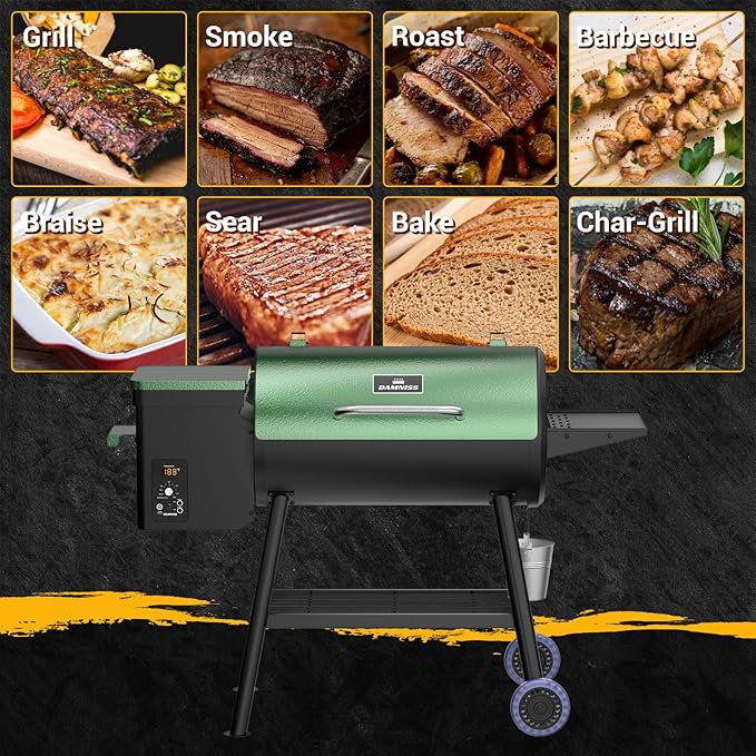 Pellet Smoker Grill Combo, 565 SQ.IN Cooking Area with PID Temperature Control (180-450°F) Electric BBQ Meat Grills & Smokers, Patio Backyard for Roast Outdoor