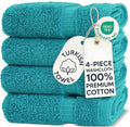 Chakir Turkish Linens 100% Cotton 4-Pack Washcloths 13x13, Aqua | Premium by ChakirTurkishLinens