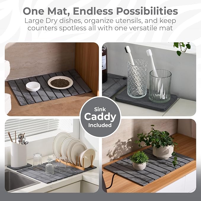 Drying Matt Kitchen Counter, Large Stone Dish Drying Mat - Image 5