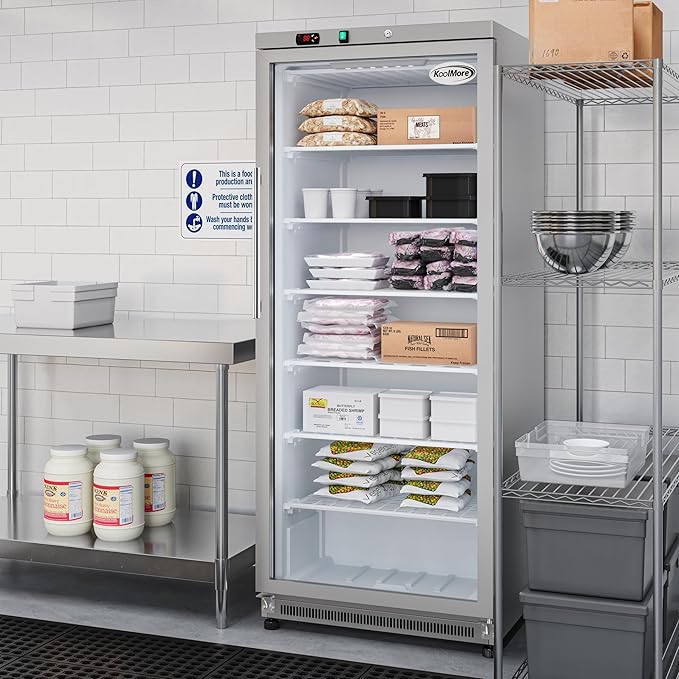 KoolMore 21 Cu. Ft. Commercial Freezer with Glass Door in White - Manual Defrost (KM-FMD20WGD)