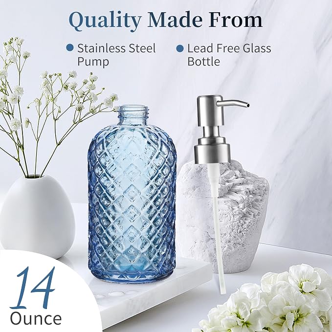Kaishun 14 OZ Refillable Glass Soap Dispenser - Image 3