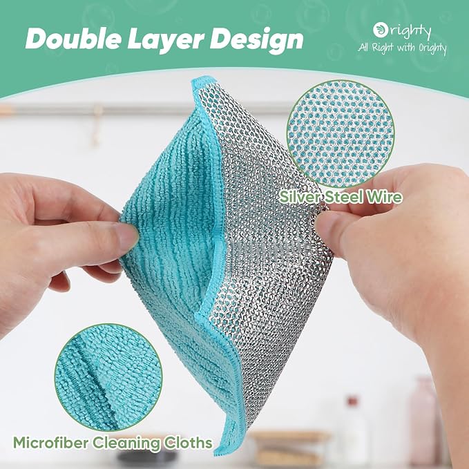 Orighty Dish Cloths, 24 Pack Double-Layer Metal Dish Rags - Image 6