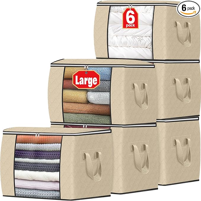 90L Clothes Storage, Foldable Thick Fabric Blanket Storage Bags | Foldable by Fabtotes