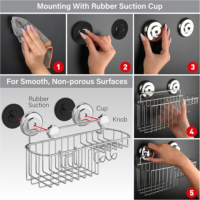 HASKO Suction Cup Shower Caddy Basket - Image 6
