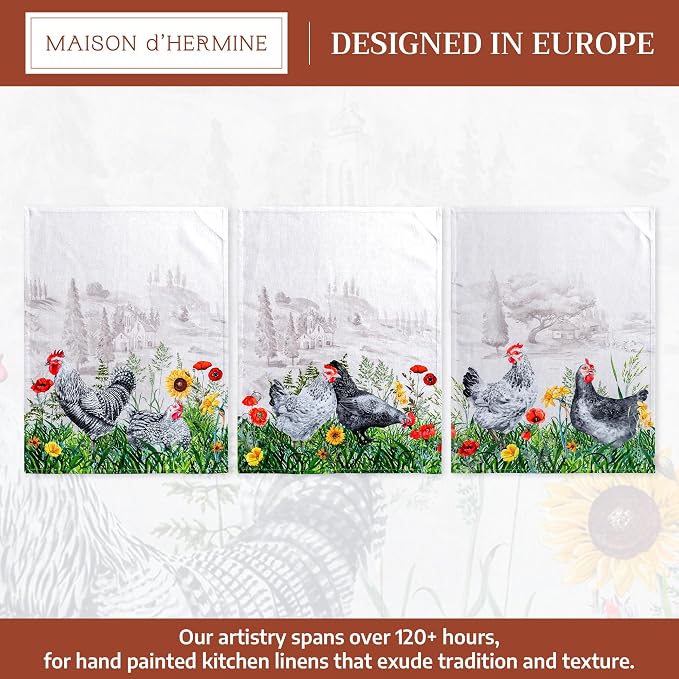 Maison d' Hermine Kitchen Towels Set of 3 Reusable 100% Cotton 27.50" x 20" - Image 2