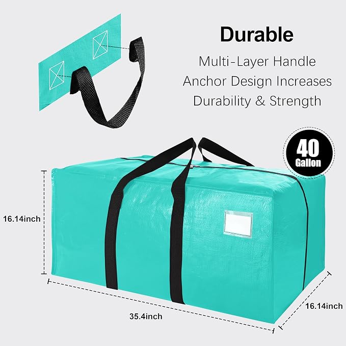 6 Pack Heavy Duty Extra Large Moving Bags W/Backpack Straps - Image 2