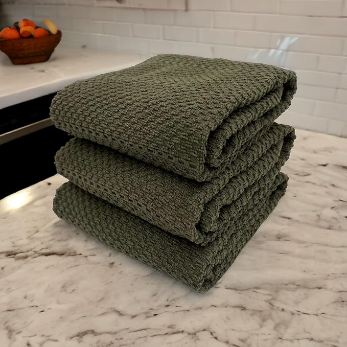 Olive Green Kitchen Hand Dish Towels, 100% Cotton - Image 8