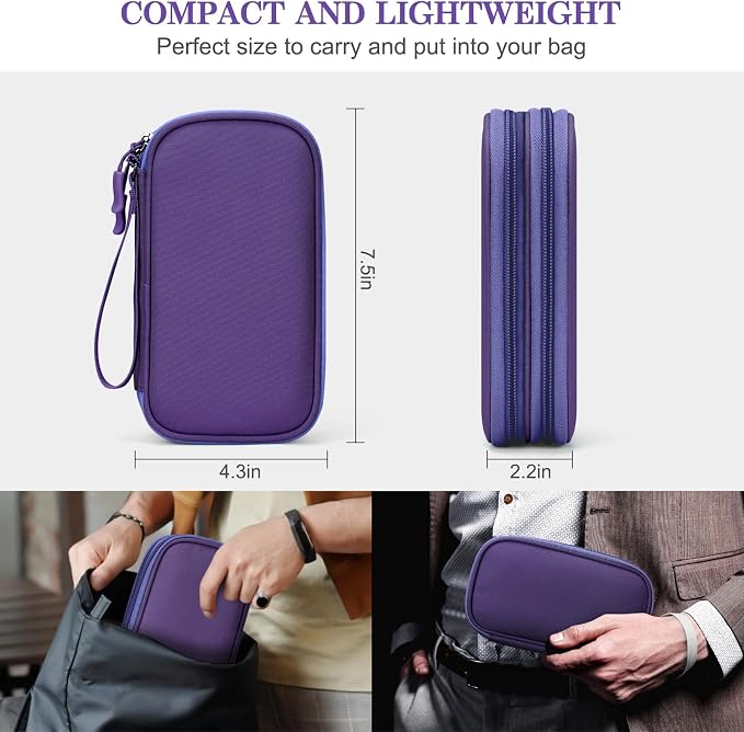 FYY Electronic Organizer, Travel Tech Pouch Bag, Cable Organizer Purple | Wrist - Image 2
