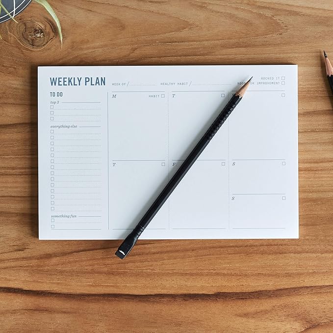 Weekly Planner Pad - Undated 6x9" Weekly To-Do List Notepad with Calendar and Task List, Perfect Desk Organizer for School & Work | 50 Tear Off Sheets