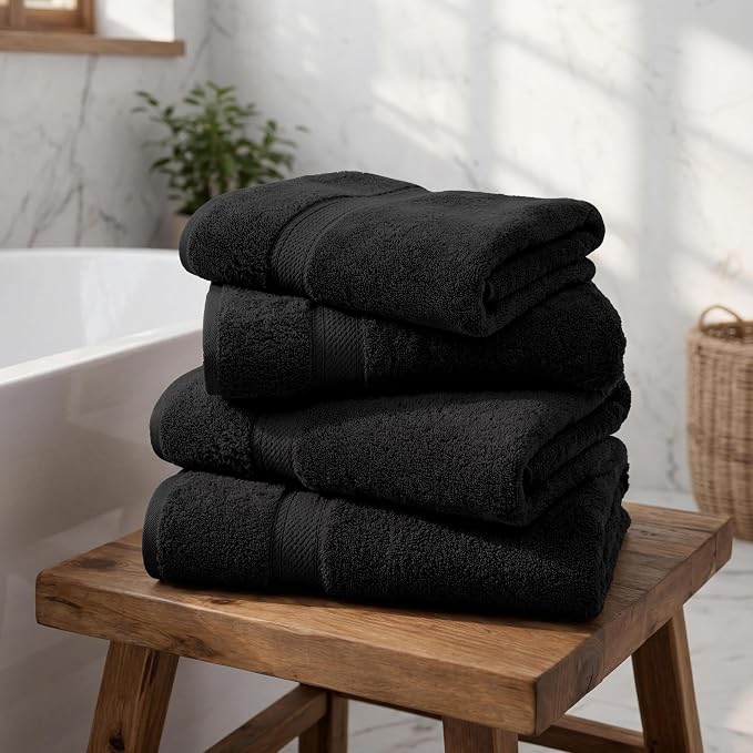 Superior Egyptian Cotton Plush & Absorbent, Bath Towel Set of 4, Soft Luxury - Image 2