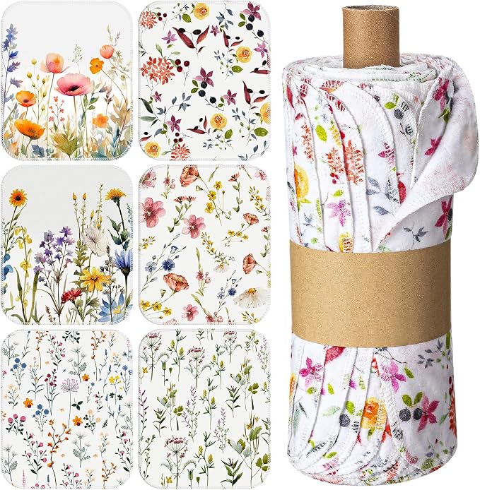 Reusable Kitchen Cloths Cotton Towel, 90 Pack, Wildflowers by Noveread