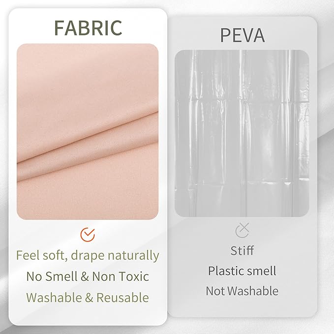 ALYVIA SPRING Waterproof Fabric Shower Curtain or Liner Blush Pink - Image 4