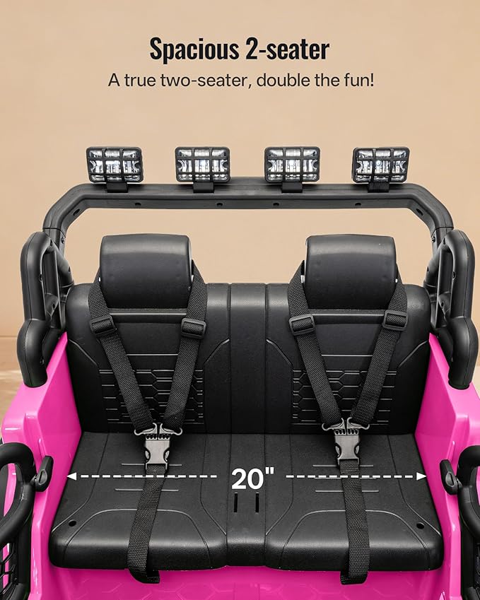 2 Seater Ride on Car Toy, 24V 4WD Electric Car for Kids 4-8 with Remote Control, 4x200W Motors, Capacity 110 lb - Pink
