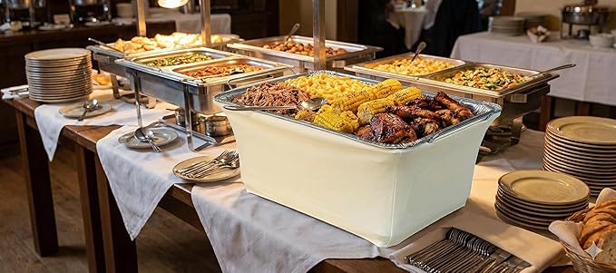 Chafer Wind Guard - 4 Pack Decorative Chafing Dish Wind Guard - Flame Retardant Sterno Rack Covers - Buffet Food Warmer Chafer Covers for Parties - Catering Supplies Buffet Display - Creamy White