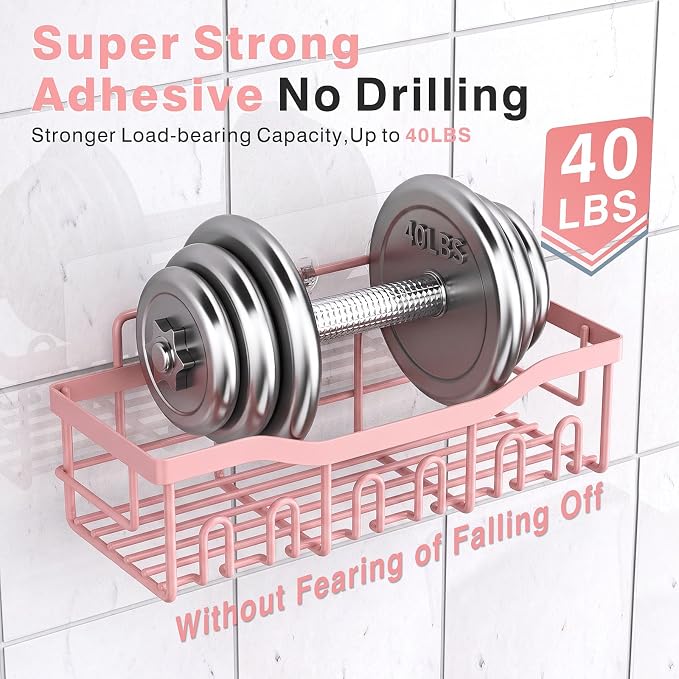 EUDELE 5-Pack Rustproof Stainless Steel Shower Caddy – No Drill Adhesive - Image 4
