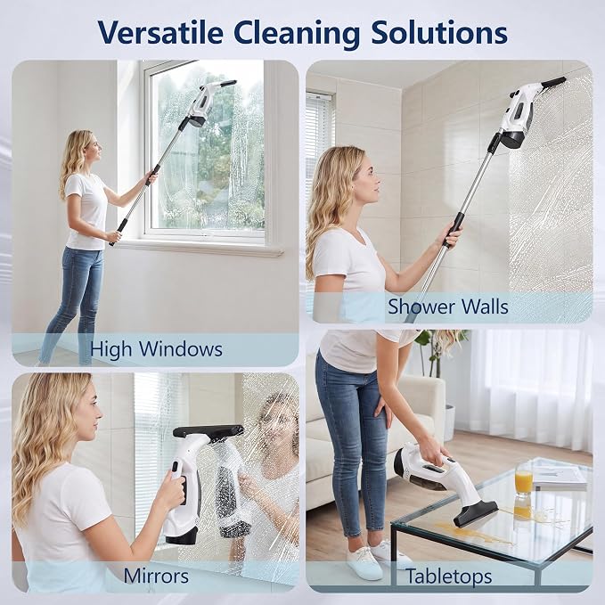 Window Vacuum Squeegee with Long Handle, 2000Pa Electric Window Squeegee | with - Image 4