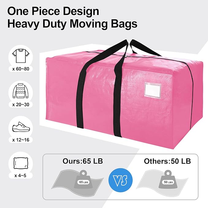 VELVETSURE 6 Pack Heavy Duty Large Moving Bags W/Backpack Straps - Image 5