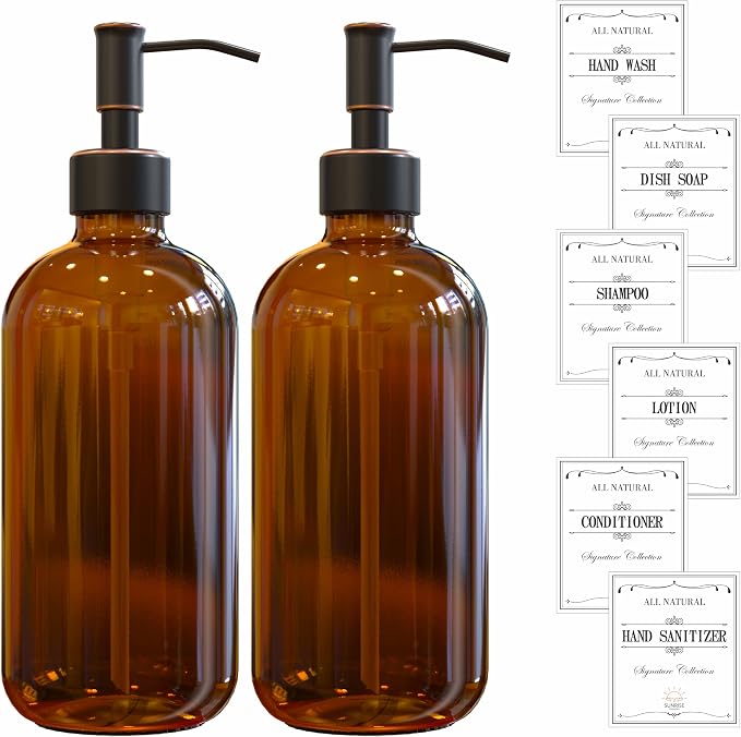 Sunrise Premium Amber Glass Soap Dispenser - Image 7
