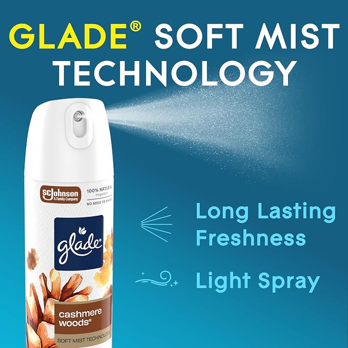Glade Air Freshener Room Spray, Cashmere Woods Scent, Odor Fighting to Deliver - Image 4