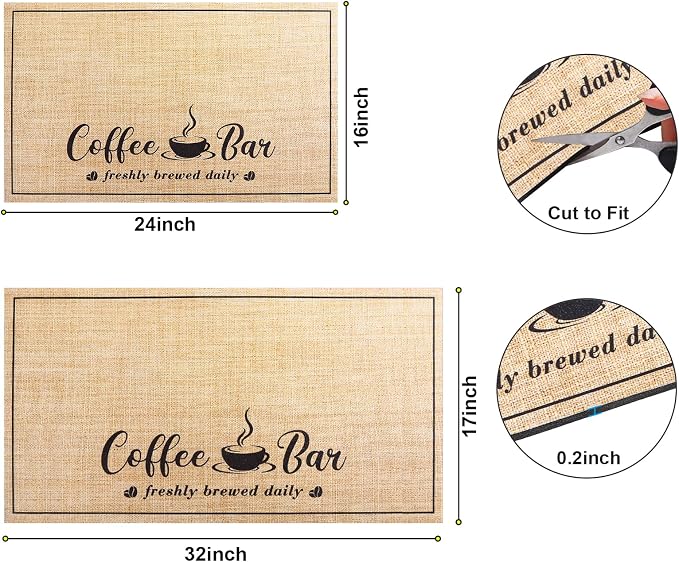 CooRug Fashion Coffee Mat, Dish Drying Mat 17" x 32" Beige | Hide Stain - Image 2