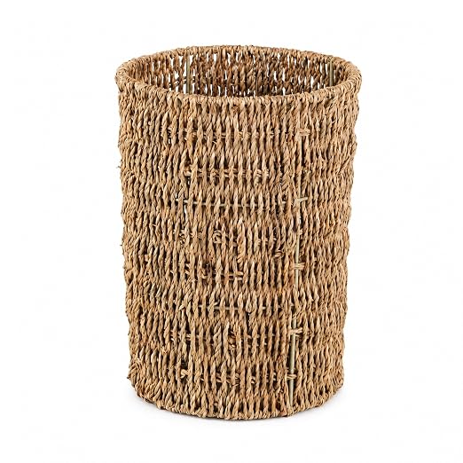 Coeusy Wicker Trash Can, Seagrass Waste Basket by WEAVECOMFORTINTOEVERYCORNER