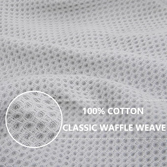 Homaxy 100% Cotton Oversized Waffle Weave Kitchen Towels 4-Pack, Light Gray | - Image 2