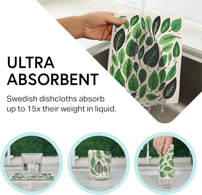 Swedish Wholesale Dishcloths Reusable 8" x 7" Sponge Cloths, Bulk 10 Pack of - Image 2