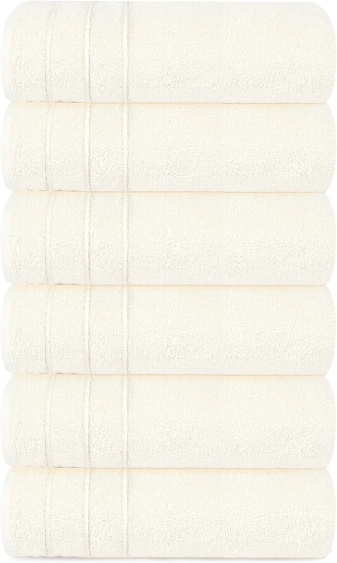6 Piece Hand Towels Set 16 x 28 Inches, Cream | 100% Cotton, Lighter Weight - Image 8