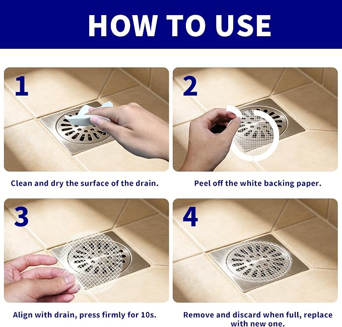 Disposable Shower Drain Hair Catcher, Bathtub and Vanity Sink, Waterproof Mesh - Image 4