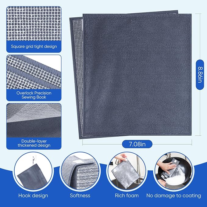 Forggon 10Pcs New Upgrade 2-Layer Non Scratch Wire Dishcloth, Wire Dishwashing - Image 2