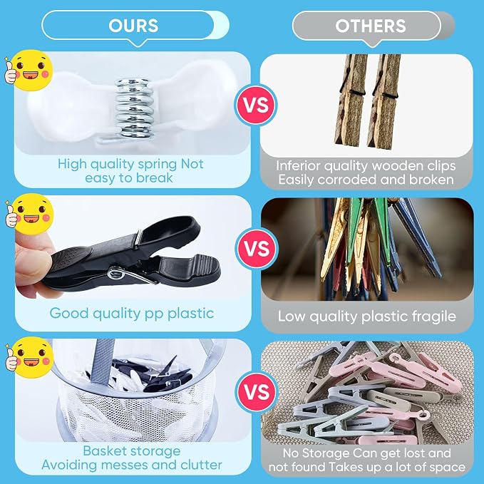 48 Pcs Plastic Clothes Pins Laundry Clips - Image 6
