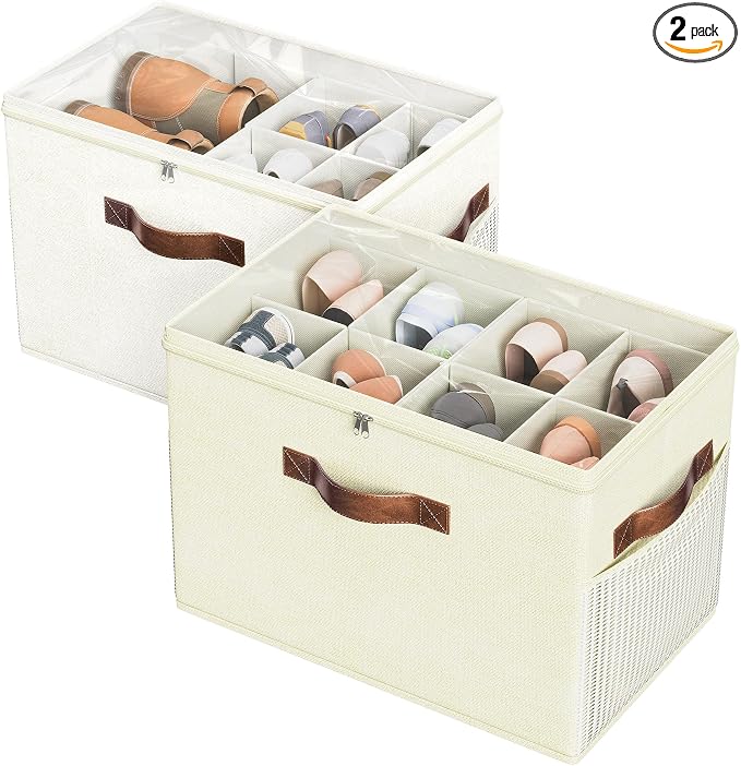 2 Pack Shoe Organizer for Closet, Foldable Shoe Storage by BuddingJoy-BuildaJoyfulLifeforYou