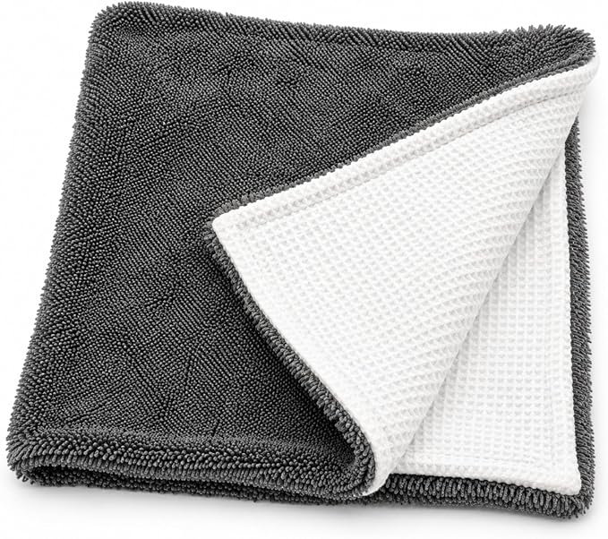 Hybrid Glass Microfiber Towel – Waffle Weave & Plush Dual Action Cleaning Cloth by Unknown