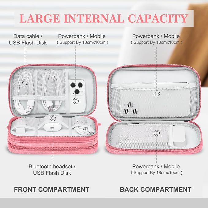 FYY Electronic Organizer, Travel Tech Pouch Bag, Waterproof, Double Layers - Image 3