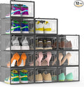 12 Pack XX-Large Stackable Clear Plastic Shoe Storage Box Organizer by Unknown