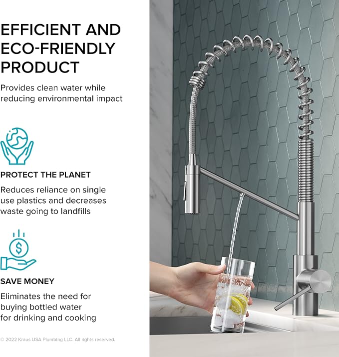 KRAUS Oletto 2-in-1 Commercial Style Pull-Down Single Handle Water Filter - Image 18