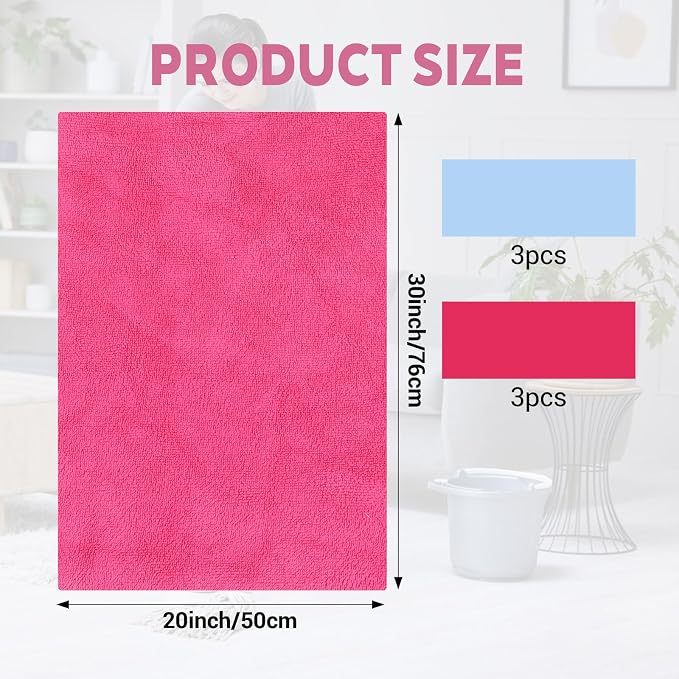 6 Pcs Multicolor Extra Large Microfiber Cleaning Cloth 30 x 20 Inch Reusable - Image 2
