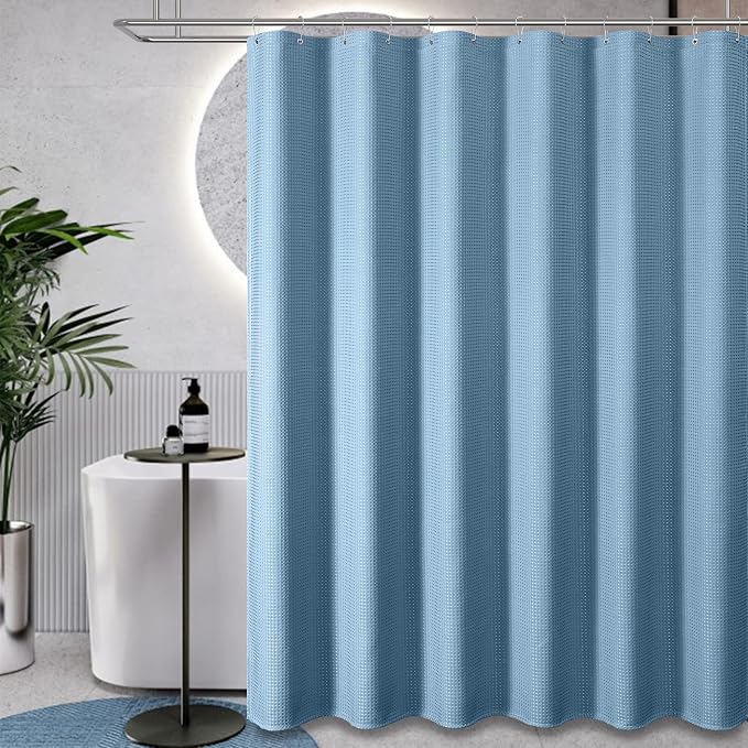 Dynamene Extra Wide Waffle Shower Curtain 256 GSM 108"x72" Moonlight Blue - Image 6
