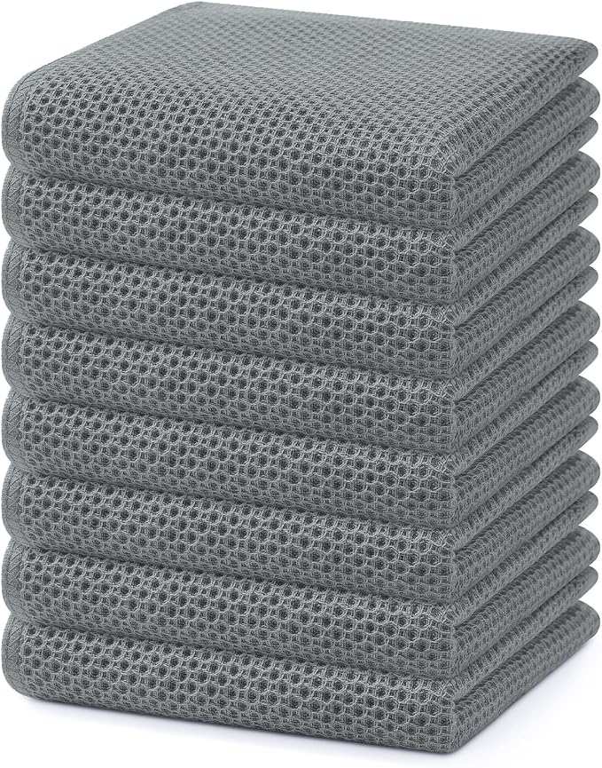 Homaxy 100% Cotton Waffle Weave Kitchen Dish Towels 8-Pack, Ultra Soft by Homaxy
