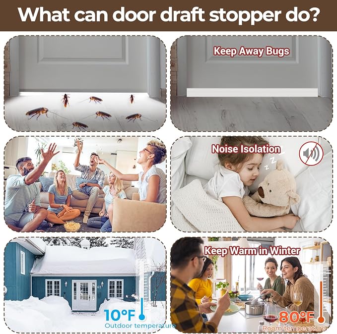 Ohuhu Door Draft Stopper, for interior exterior doors, 3-layer soundproof - Image 8