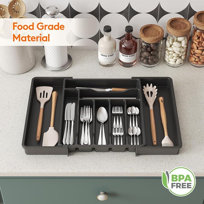 Lifewit Expandable Silverware Drawer Organizer, Kitchen Utensil Tray | BPA-free - Image 9