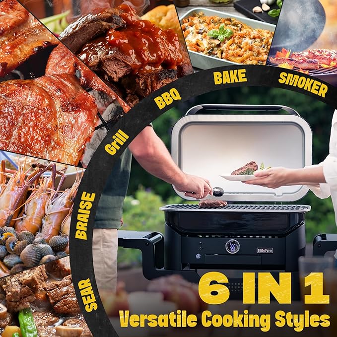 Volteq Electric Grill with Smart Tem Control for Apartments - 6-in-1 Smokeless Compact Patio BBQ Grill for Balcony & Deck, 1500W Fast Heating, No Flames Perfect for Rentals