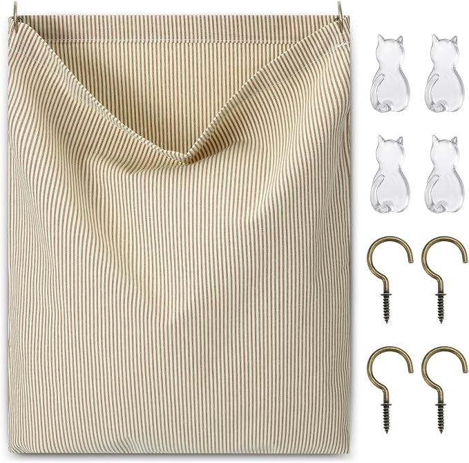 Reusable Dirty Rag Storage Linen Bag, Horizontal Stripes by Ribbonlic